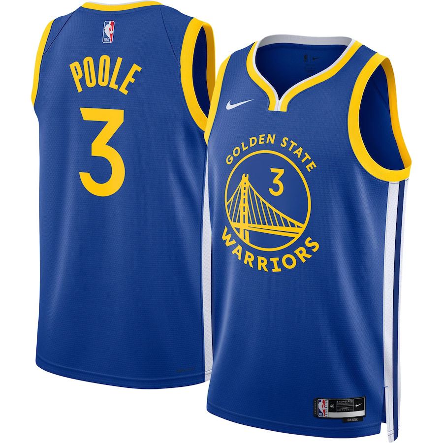 Men Golden State Warriors #3 Jordan Poole Nike Royal 2022-23 Swingman NBA Jerseys->golden state warriors->NBA Jersey